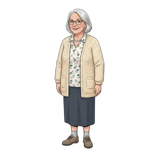 Nan Helen, drawn as a friendly cartoon character.
